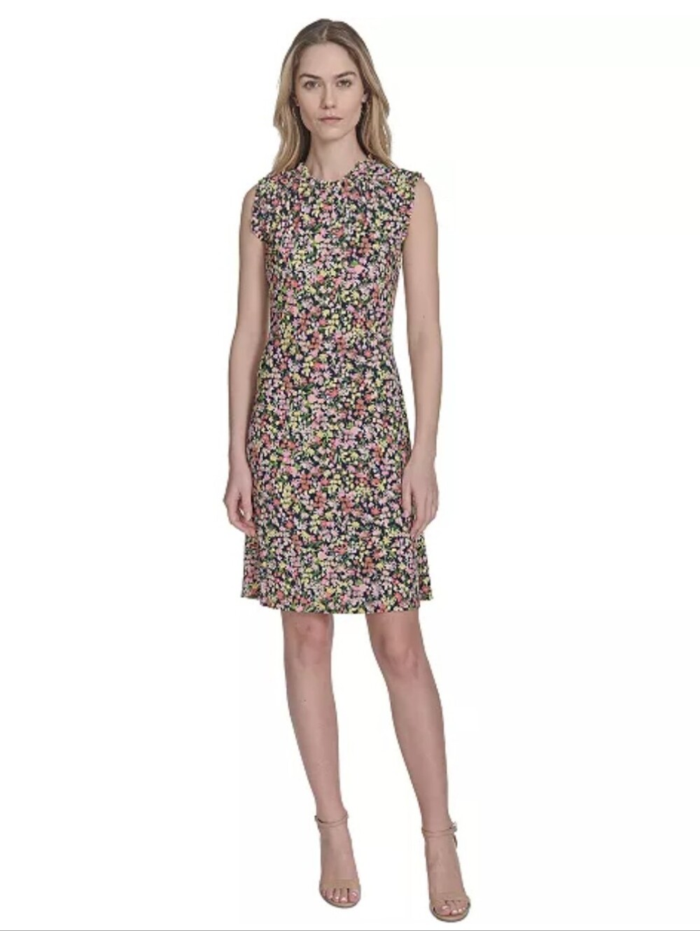 NWT Tommy Hilfiger Floral Midi Dress Size 4 Navy Pink Ruffle Sleeve Spring Dress